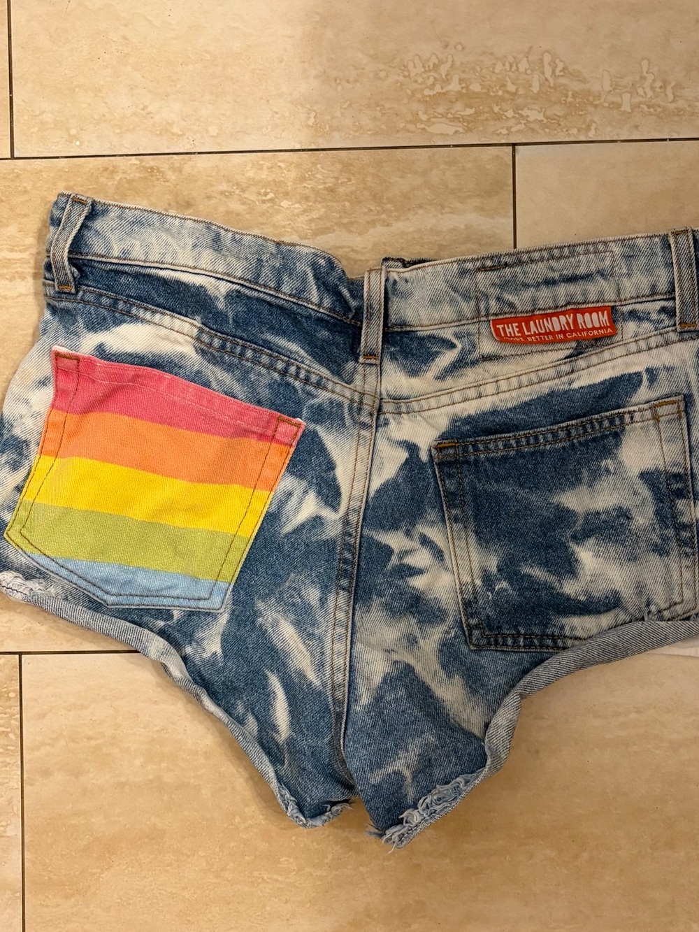 Rainbow Pocket Denim Shorts